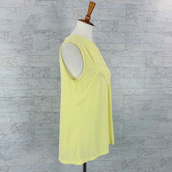 Francescas Blue Rain yellow lace crochet keyhole tank top / sleeveless blouse - Picture 3 of 6